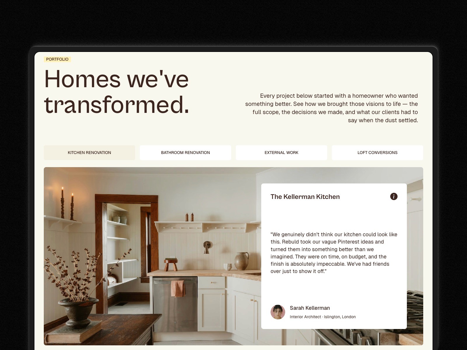 Rebuld is a sleek, high-converting one-page Framer website template built for home improvement companies, contractors, and renovation professionals.