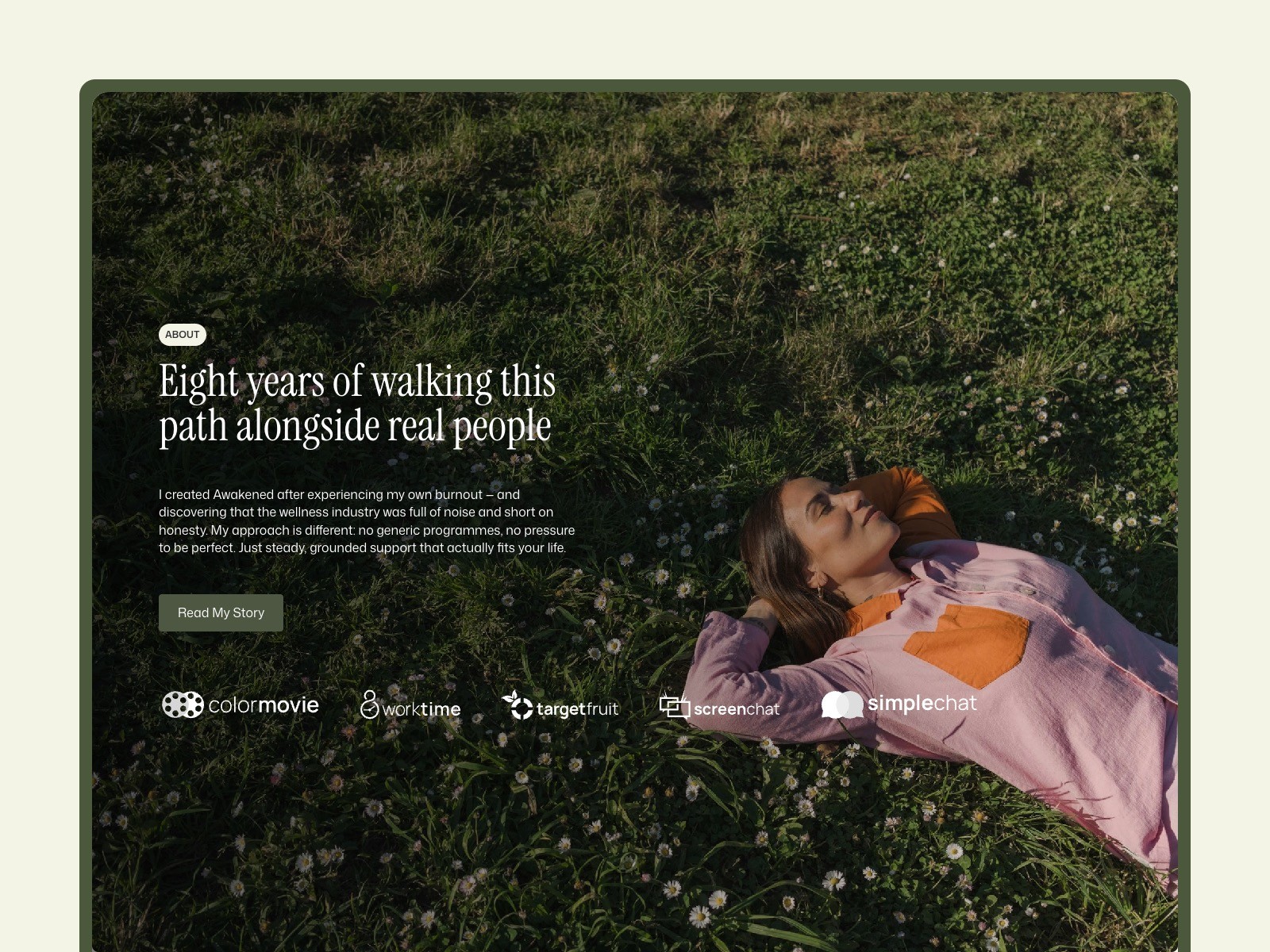 Awakened coaching website template about me preview