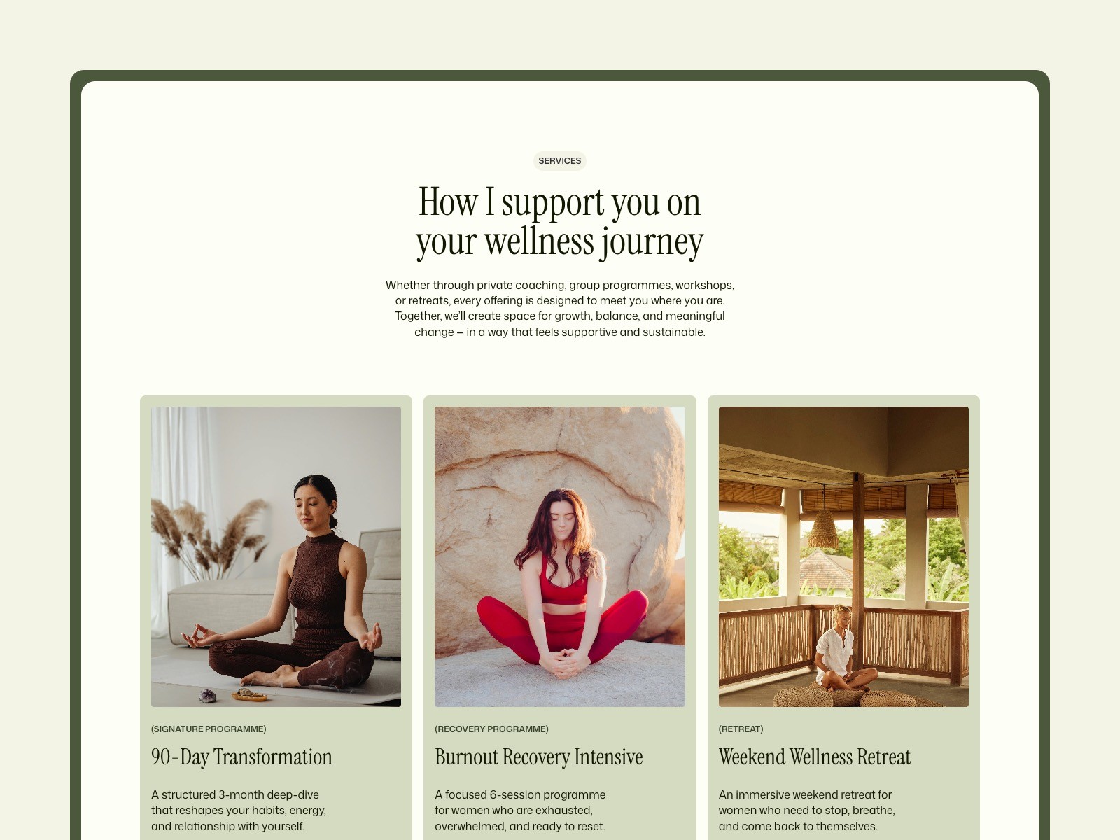 Awakened coaching website template services preview