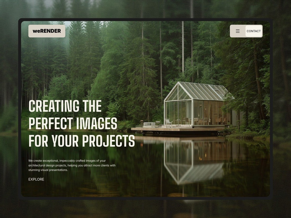 weRENDER is a bold and refined architectural visualization studio and portfolio Framer website template.