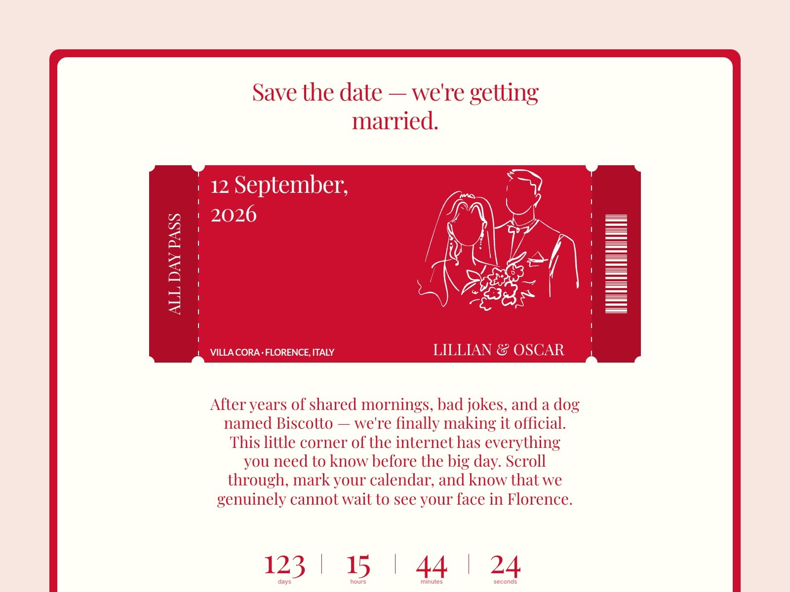 Delphin wedding invitation website template wedding info section preview