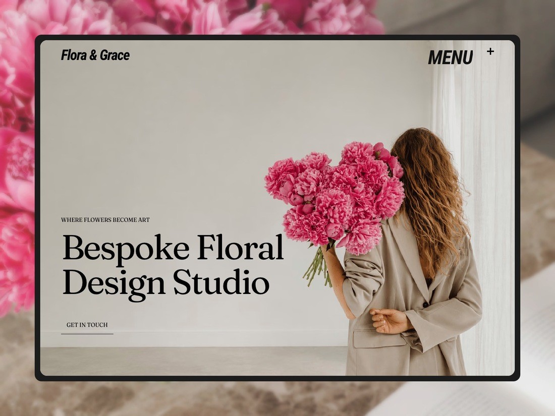 Flora&Grace is a Framer portfolio website template for photographers, flower designers, florists and creative businesses.