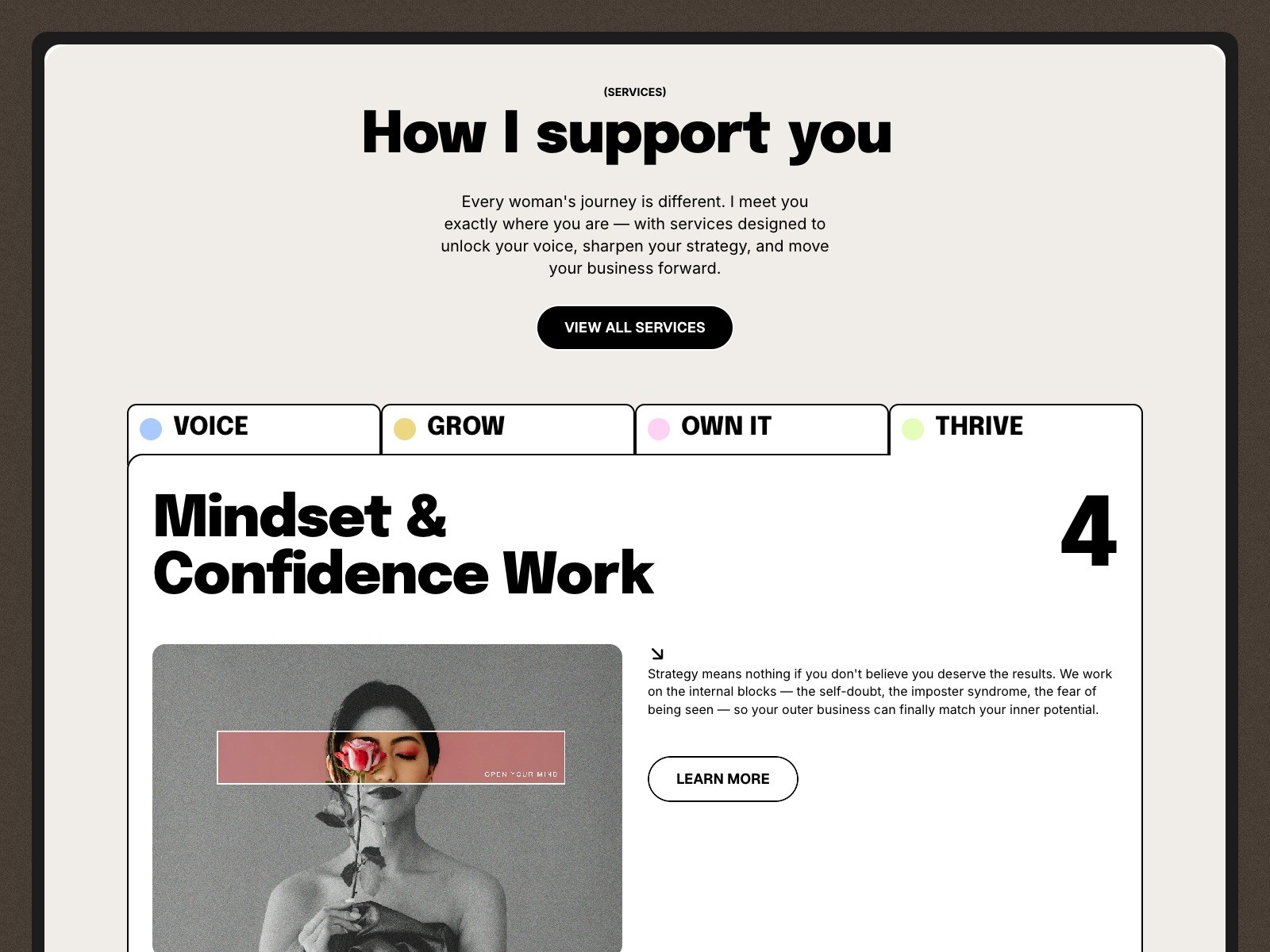 Caoch business coach website services section preview